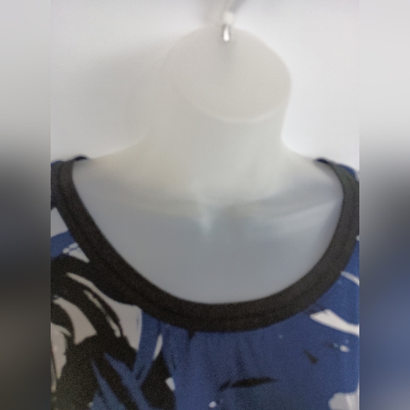 2/$30 GILI Elegant Blue and Black Leaf Print Dress (#1,270) - Picture 6 of 9